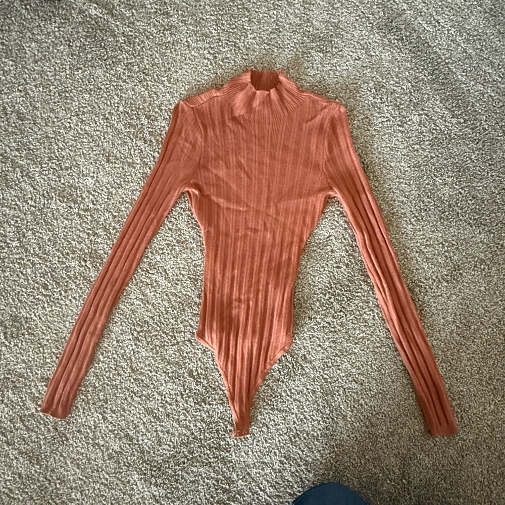 Abercrombie & Fitch Terracotta Ribbed Bodysuit